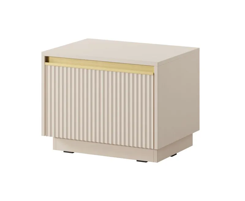 Modern Bedside Cabinet Finghall 14 | Beige | 1 Drawer | Soft-Close | Wall-Mountable | 42 x 53.6 x 39 cm | ABS Edge Protection