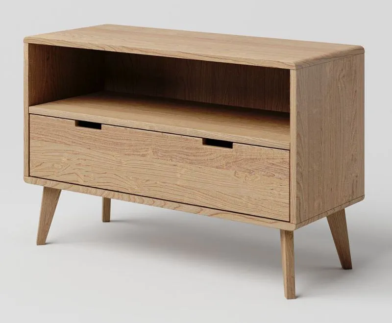 TV Base Cabinet Solid Oak Natural Aurornis 57 | 64 x 96 x 40 cm | Modern Space-Saving Storage