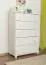 Chest of drawers pine solid wood white lacquered Junco 140 – Dimensions 123 x 80 x 42 cm