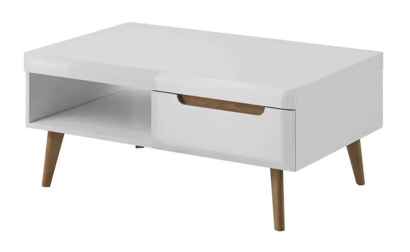 Coffee table in simple design Cathcart 02, Colour: Oak Riviera / White - Measurements: 46 x 107 x 67 cm (H x W x D).