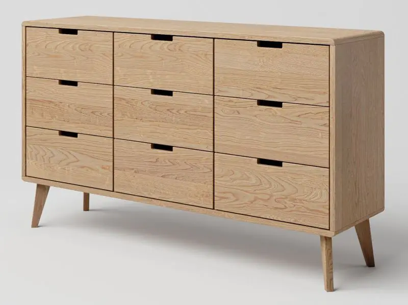 Chest of drawers solid Oak Natural Aurornis 40 - Measurements: 84 x 142 x 40 cm (H x W x D)