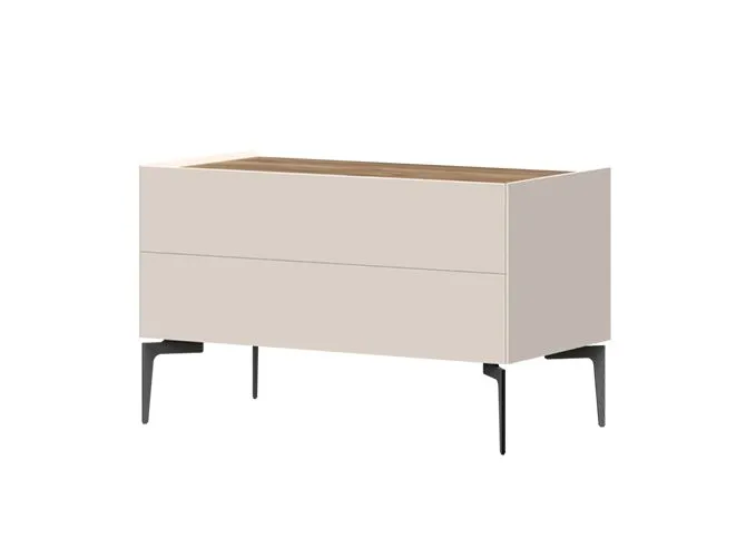 TV Cabinet Asau 02 | Cashmere & Dark Oak | 56 x 90 x 47 cm | Modern Two-Drawer Storage