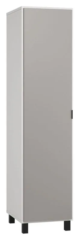 Hinged Door Wardrobe Pantanoso 12 | White/Grey | 195 x 47 x 57 cm | Modern Design | LED Lighting