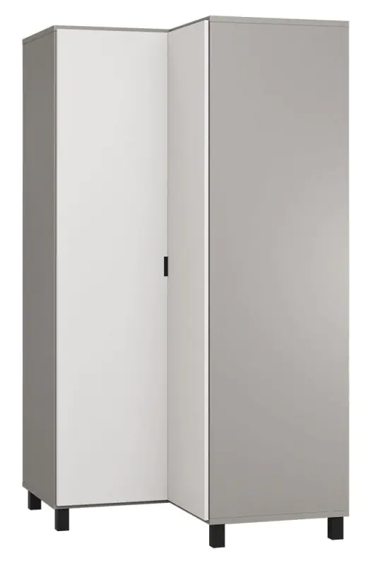 Hinged door cabinet / Corner wardrobe Pantanoso 39, Colour: Grey / White - Measurements: 195 x 102 x 104 cm (H x W x D)