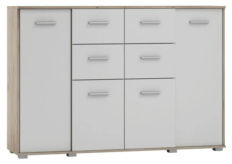 Chest of drawers Kavieng 08, colour: oak / white - Measurements: 110 x 160 x 40 cm (H x W x D)