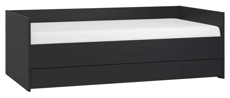 Single Bed / Guest Bed Black | 90 x 200 cm Lying Area | Modern Design | Storage Space