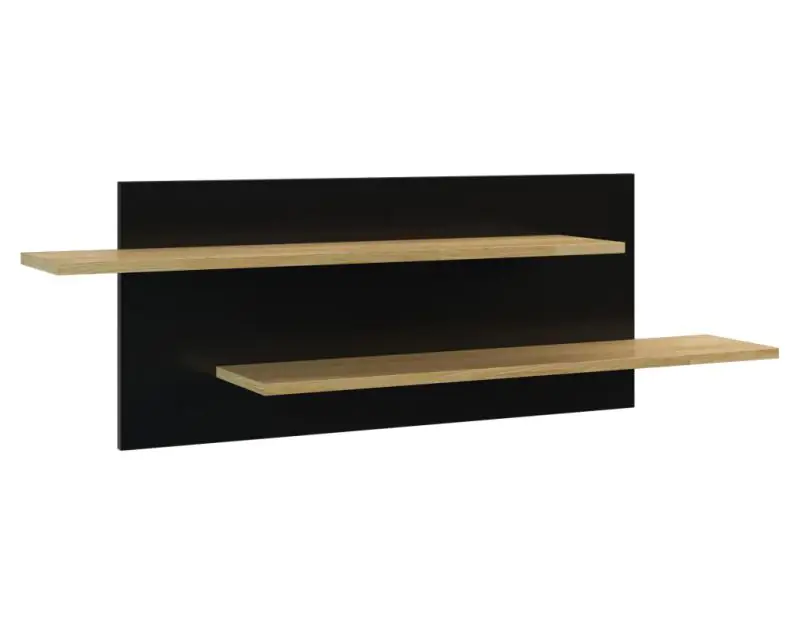 Suspended rack "Lipik" 61, Colour: Oak / Black, partial solid wood - Measurements: 40 x 122 x 20 cm (h x w x d)