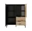 Modern chest of drawers with simple design Fouchana 08, color: black / oak Artisan - Dimensions: 123 x 103 x 39.5 cm (H x W x D), with soft-close system