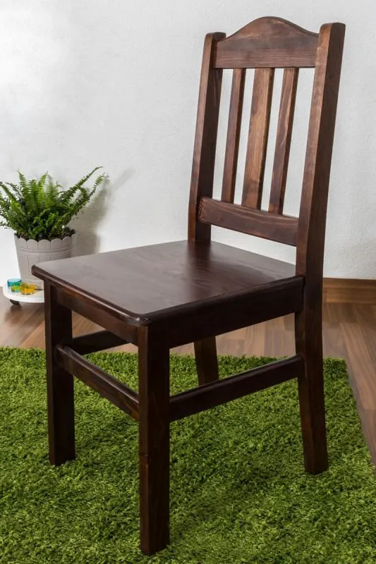 Solid Pine Chair | Walnut Finish | 93 x 43 x 45 cm | Comfortable Backrest | 45 cm Seat Height | 001