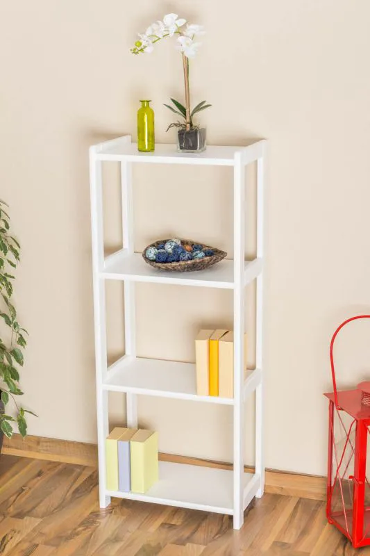 White Solid Pine Shelf Junco 56D | 125 x 50 x 30 cm | Modern Design | 3-Tier Storage
