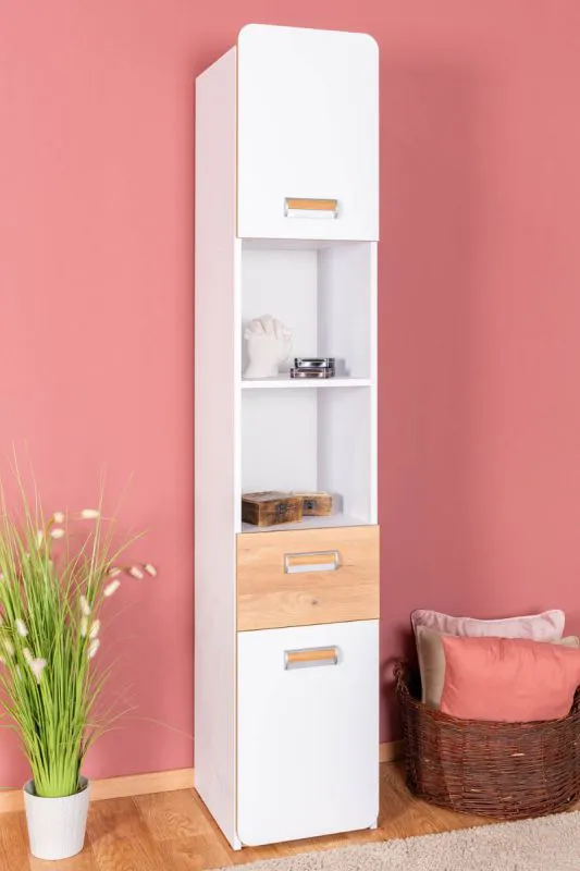 Children's Wardrobe Dennis 03 | Ash/White | 188 x 35 x 40 cm | Modern Storage for Kids' Room