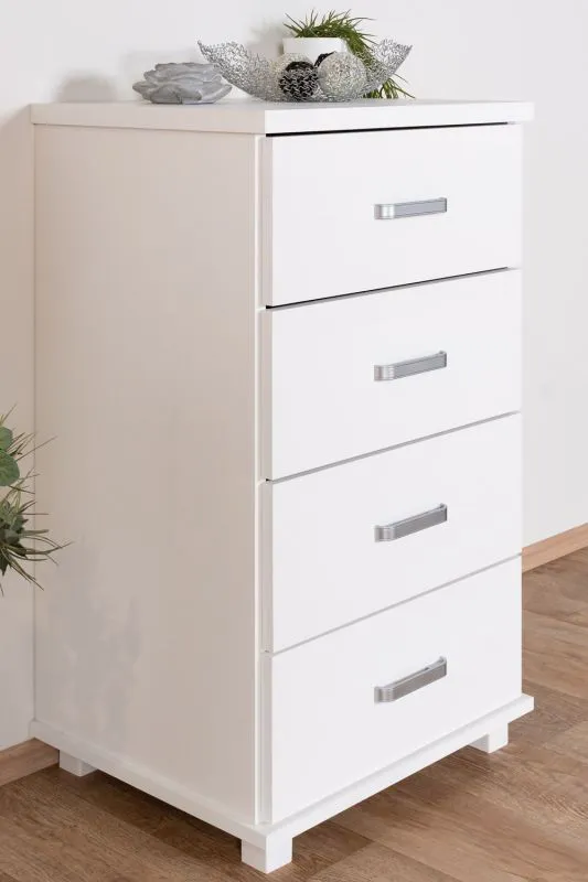 White Solid Pine Chest of Drawers Columba 19 | 4 Drawers | 101 x 60 x 50 cm | Modern & Durable