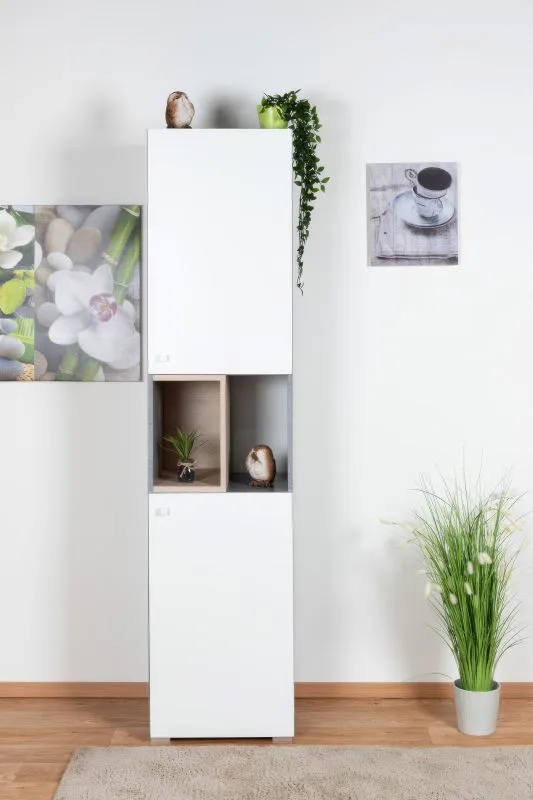 Children's Wardrobe Lede 05 | Grey/Oak/White | 190 x 45 x 40 cm | Modern, Durable, Stylish