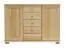 Sideboard 039, 5 drawer, 2 door, solid pine wood, clearly varnished - 85H x 118W x 42D cm 
