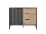 Narrow chest of drawers with soft-close system Fouchana 11, color: black / oak Artisan - Dimensions: 81 x 103 x 39.5 cm (H x W x D), with three drawers