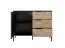 Narrow chest of drawers with soft-close system Fouchana 11, color: black / oak Artisan - Dimensions: 81 x 103 x 39.5 cm (H x W x D), with three drawers