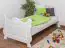 Single bed / Youth bed solid pine wood, in a white paint finish 91, includes slatted frame - Dimensions: 90 x 200 cm