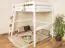 Loft bed Andreas 90 solid beech, White lacquered, incl. rollable base - 90 x 200 cm