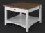 Coffee table, solid pine wood, white / brown Lagopus 08 - Measurements: 90 x 90 x 51 cm (W x D x H)