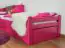 Single bed "Easy Premium Line" K1/2h incl. trundle bed frame and cover plates, solid beech wood, pink - 90 x 200 cm 