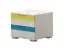 Bedside Table for children's room Peter 05, Colour: pine white/yellow/Turquoise - Dimensions: 39 x 44 x 46 cm (H x W x D)