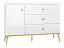 Chest of drawers Roanoke 05, Colour: White / Glossy White - Measurements: 85 x 120 x 40 cm (H x W x D), with 1 door, 3 drawers and 2 compartments.
