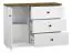 Chest of drawers Oulainen 08, Colour: White / Oak - Measurements: 86 x 120 x 40 cm (H x W x D), with 1 door, 3 drawers and 2 compartments.