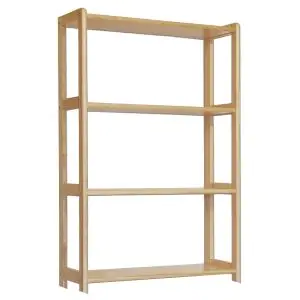 4-Tier Shelving Unit Junco 56A, solid pine, clearly varnished - H125 x W80 x D30 cm