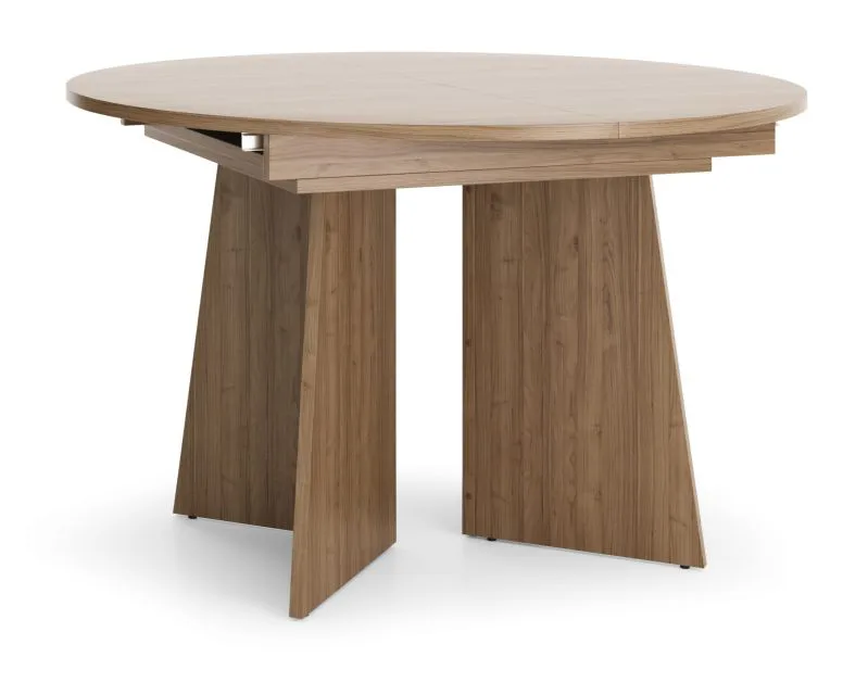 Extendable dining table | round dining table | 120-160 x 120 x 76 cm | extendable to 160 cm | dining room table | walnut color | ABS edges | Belladere 09