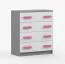 Smolikas 10 Chest of Drawers | 80 cm Wide | White & Gray | Pink Wooden Handles | 4 Spacious Drawers | 90 x 80 x 40 cm | Kids & Youth