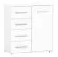 Chest of Drawers | White | Comarca 02 | 96 x 90 x 45 cm | 1 Door | 4 Drawers | 3 Compartments | Silver Handles