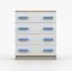 Smolikas 03 Chest of Drawers | 80 cm Wide | White & Sonoma Oak | 4 Drawers | Blue Wooden Handles | 90 x 80 x 40 cm | Spacious Storage