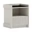 Bedside Chest of Drawers with Grooved Front | 1 Drawer & 1 Compartment | 51 x 45 x 40 cm | Cashmere | Anti-Slip Glass Top | Soft Close & Push-to-Open