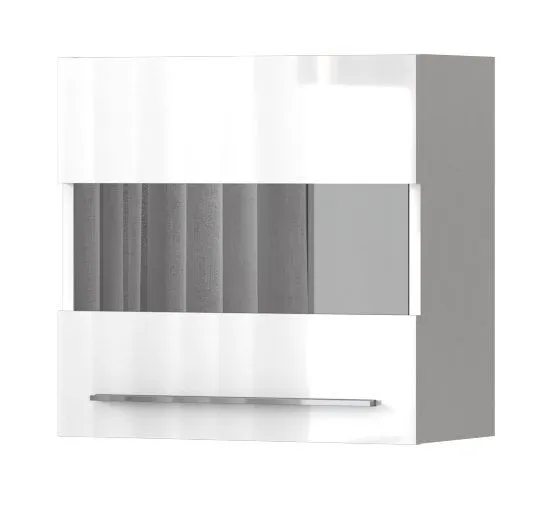 Hanging Display Case Garim 45 | White High Gloss | 57 x 60 x 29 cm | Soft Close | LED Lighting