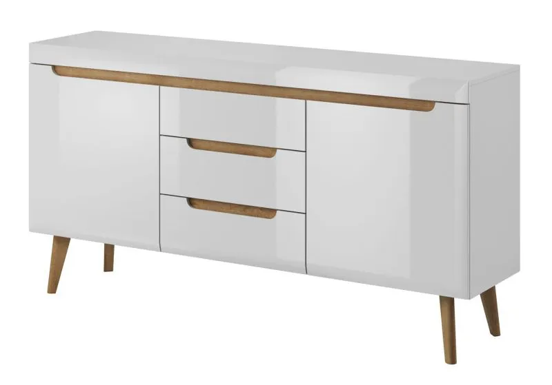 Chest of drawers Cathcart 07, Colour: Oak riviera / White - Measurements: 83 x 160 x 40 cm (H x W x D), with four compartments.