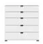 Modern White Chest of Drawers Pecini 01 | 5 Spacious Drawers | Black Handles & Legs | 95 x 90 x 40 cm | Living Room Storage