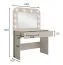 Dressing table with mirror | LED lighting | Beige-cashmere | 100 x 43 x 143 cm | 1 drawer | Push-to-open system | Himara 01