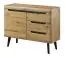 Elegant chest of drawers Polmadie 07, Colour: Oak Artisan / Black - Measurements: 83 x 107 x 40 cm (H x W x D), with two compartments and three drawers.