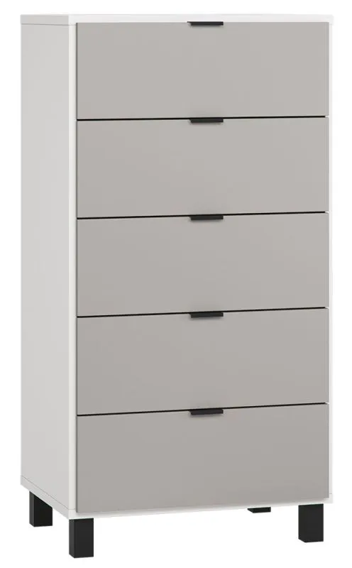 Chest of Drawers Pantanoso 05 | White / Grey | 122 x 63 x 47 cm | Modern Design | 5 Drawers