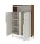 Chest of drawers | color: cashmere / Alba walnut | 2 hinged doors | 3 compartments | 103 x 42 x 160 cm | highboard | metal feet | push-to-open function