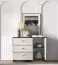 Mackenzie 05 Chest of Drawers / Sideboard | Color: Dunin Oak / High-Gloss Cashmere | Dimensions: 117 x 40 x 85 cm | Handles: Metal | 1 door | 3 drawers | Soft-close