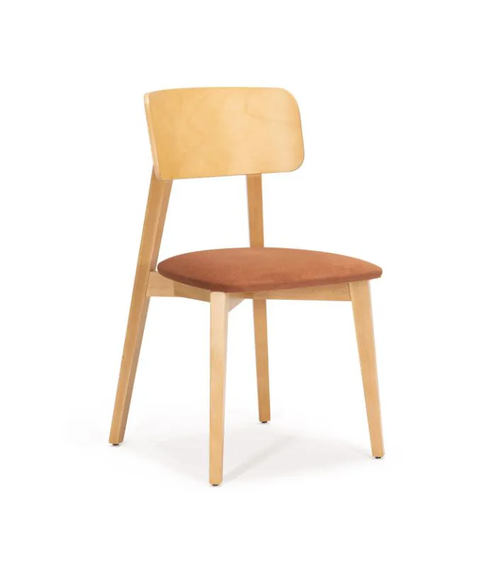 Dining Chair with Upholstered Seat | Oak Frame & Rust Portland Fabric | 47 x 50 x 80 cm | Pet-Friendly