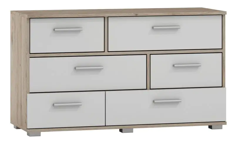 Chest of drawers Kavieng 17, colour: oak / white - Measurements: 64 x 110 x 40 cm (H x W x D)