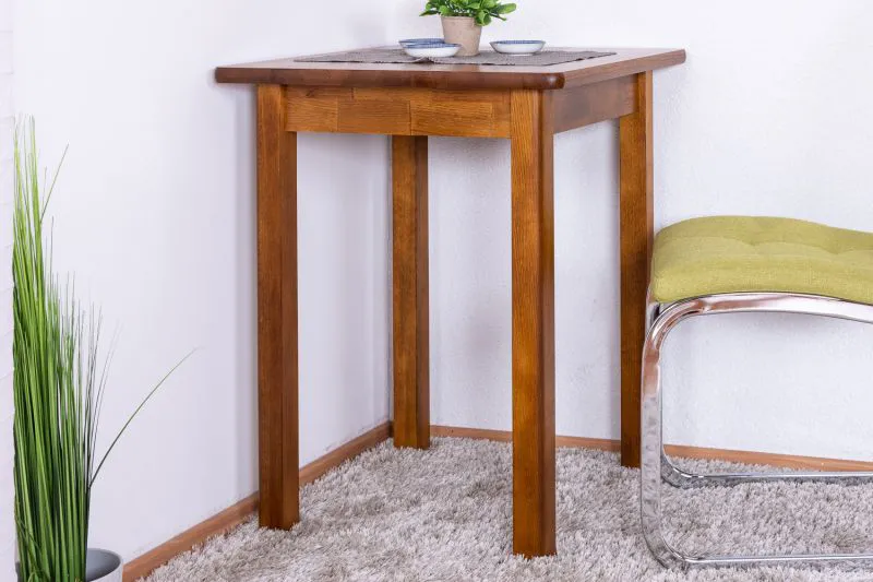 Solid Pine Wood Table Junco 233A | Rustic Oak Finish | Angular | 60 x 60 cm | Space-Saving Design