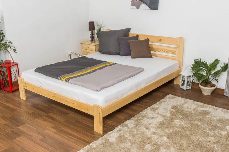 Double bed / guest bed solid pine wood natural A27, incl. slatted frame - dimensions 160 x 200 cm