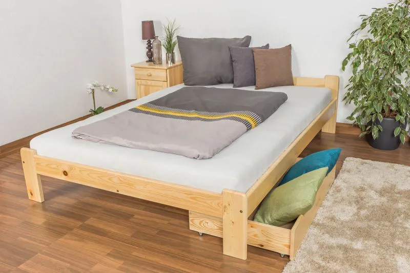 Children's or Youth Bed Solid Pine Natural A8 | Slatted Frame Included | 140 x 200 cm