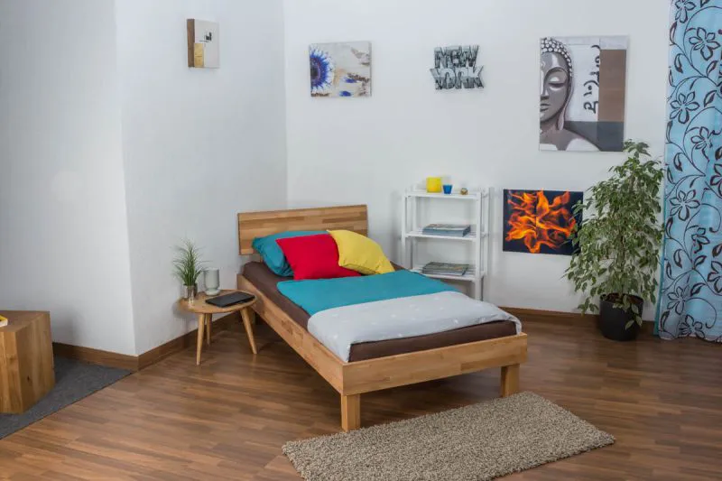 Wooden Nature 02 youth bed, solid oiled beech heartwood - lying surface 100 x 200 cm (W x L)