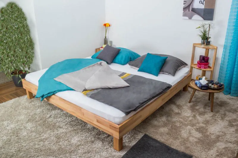 Futon Bed Solid Wood | Wooden Nature 04 | Oiled Beech Heartwood | 200 x 200 cm