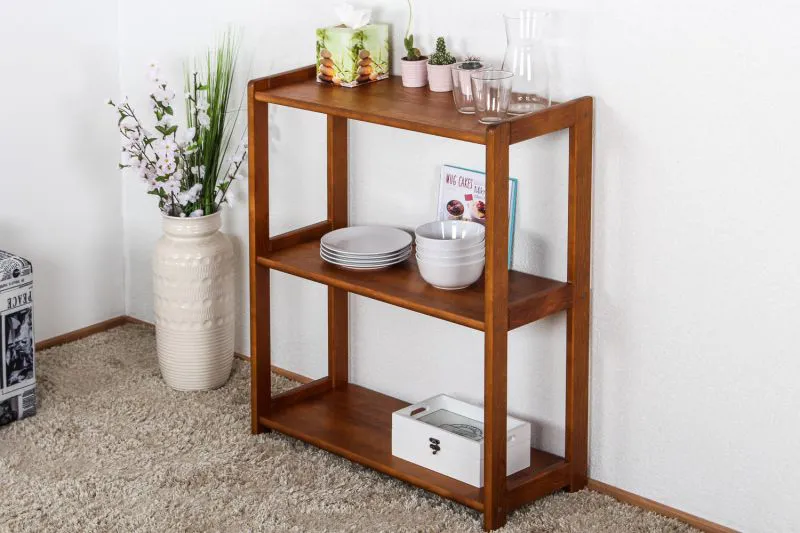 Solid Pine Wood Shelf | Rustic Oak Finish | Junco 57 W | 89 x 70 x 30 cm | 3 Shelves | Premium Craftsmanship