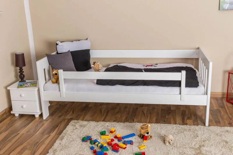 Children's Bed | Solid Pine Wood | White Lacquered | 90 x 200 cm | Incl. Slatted Frame